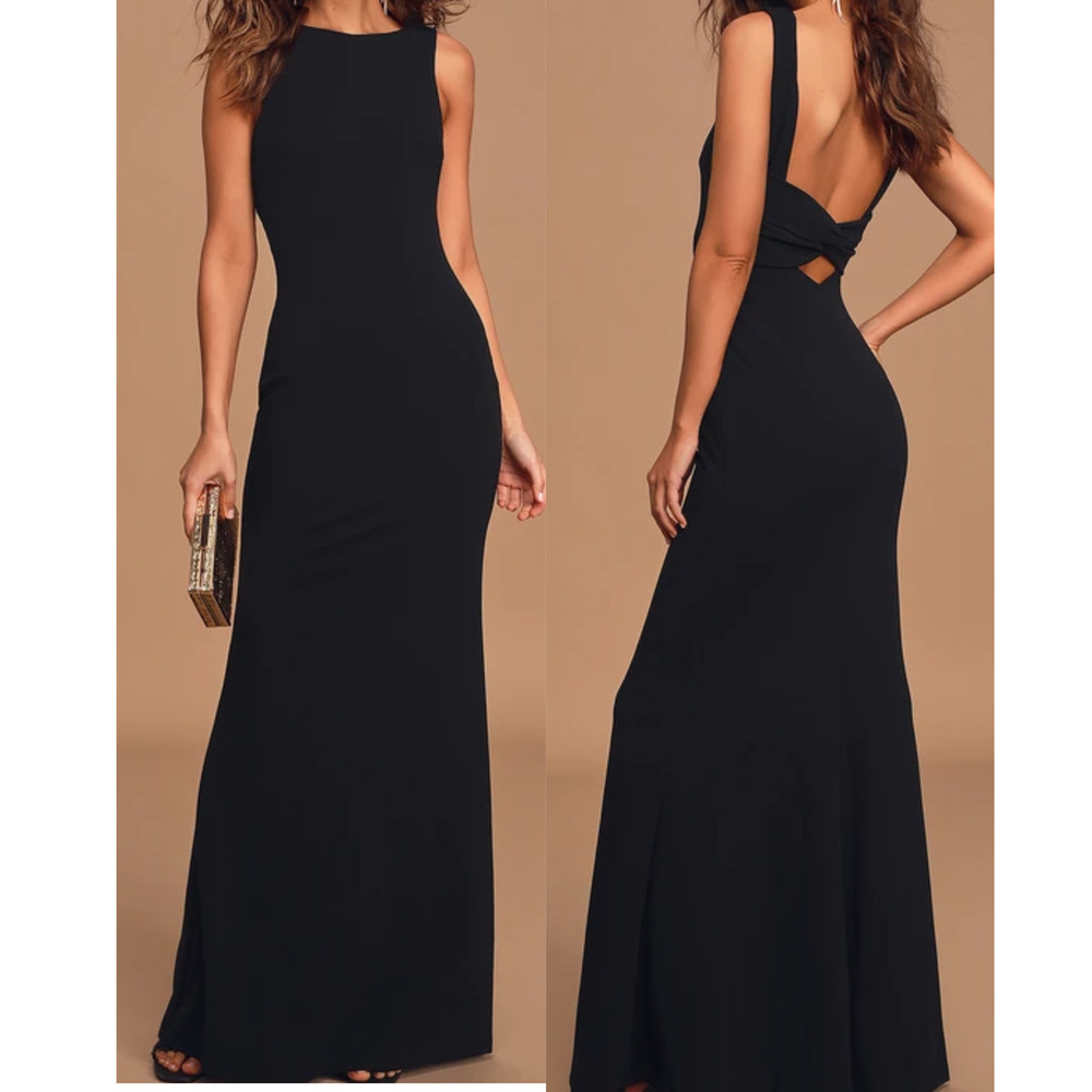 LULU'S Sz S black Love Your Eyes Knotted Cutout Sleeveless Maxi Dress NEW 0B1